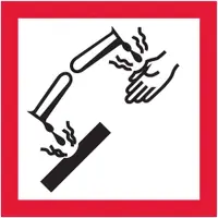 Tape Logic® Pictogram Labels, "Corrosion, 2" x 2", Red/White/Black, 500/Roll