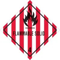 Tape Logic® Labels, "Flammable Solid - 4", 4" x 4", Red/White/Black, 500/Roll
