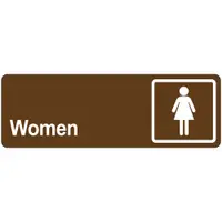 "Women" Door Sign, 3" x 9", Brown, 1/Each