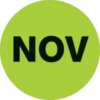 Tape Logic® Months of the Year Labels, "NOV", 2" Circle, Fluorescent Green, 500/Roll