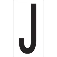 Vinyl Warehouse Letter Labels, "J", 3 1/2", Black/White, 50/Case
