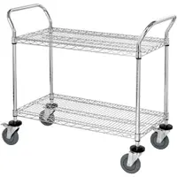Heavy-Duty Wire Cart, 2 Shelf, 36" x 24" x 38", Silver, 1/Case