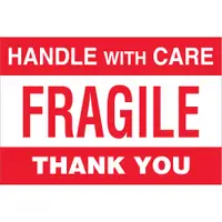 Tape Logic® Labels, "Fragile - Handle With Care", 4" x 6", Red/White, 500/Roll
