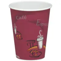 Solo® Paper Hot Cups, 8 oz., Red Bistro Design, 1000/Case