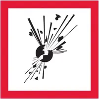 Tape Logic® Pictogram Labels, Exploding Bomb, 1" x 1", Black/Red/White, 500/Roll