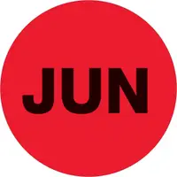 Tape Logic® Months of the Year Labels, "JUN", 2" Circle, Fluorescent Red, 500/Roll