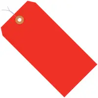 Shipping Tags, Pre-Wired, 13 Pt., 5 3/4" x 2 7/8", Fluorescent Red, 1000/Case