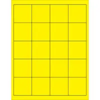 Tape Logic® Rectangle Laser Labels, 2" x 2", Fluorescent Yellow, 2000/Case