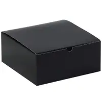 Gift Boxes, 8" x 8" x 3 1/2", Black Gloss, 100/Case