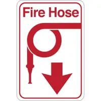 "Fire Hose" Facility Sign, 9" x 6", Red/White, 1/Each