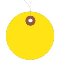 Plastic Circle Tags, Pre-Wired, 2", Yellow, 100/Each
