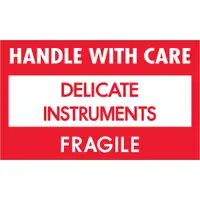 Tape Logic® Labels, "Delicate Instruments - HWC", 3" x 5", Red/White/Black, 500/Roll