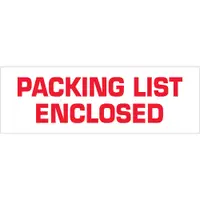 Tape Logic® Pre-Printed Carton Sealing Tape, "Packing List Enclosed", 2.2 Mil, 3" x 110 yds, Red/White, 24/Case