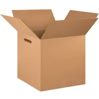 Double Wall Boxes with Hand Holes, 18" x 18" x 18", Kraft, 10/Bundle; 70/Skid