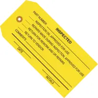 Inspection Tags, "Inspected", 4 3/4" x 2 3/8", Yellow, 1000/Case