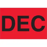Tape Logic® Months of the Year Labels, "DEC", 2" x 3", Fluorescent Red, 500/Roll