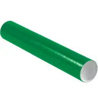 Mailing Tubes with Caps, 3" x 18", Green, 24/Case