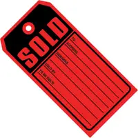 "Sold Tags", 13 Point Card Stock, 4 3/4" x 2 3/8", Red/Black, 500/Case