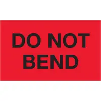Tape Logic® Labels, "Do Not Bend", 3" x 5", Fluorescent Red, 500/Roll