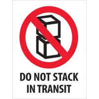 Tape Logic® Labels, "Do Not Stack In Transit", 3" x 4", Red/White/Black, 500/Roll