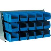 Bench Rack Bin Organizer, 36" x 8" x 19", Gray, 1/Each
