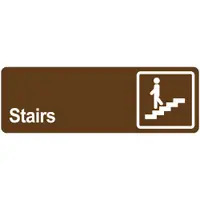 "Stairs" Door Sign, 3" x 9", Brown, 1/Each