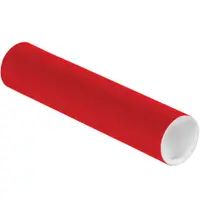 Mailing Tubes with Caps, 2" x 9", Red, 50/Case